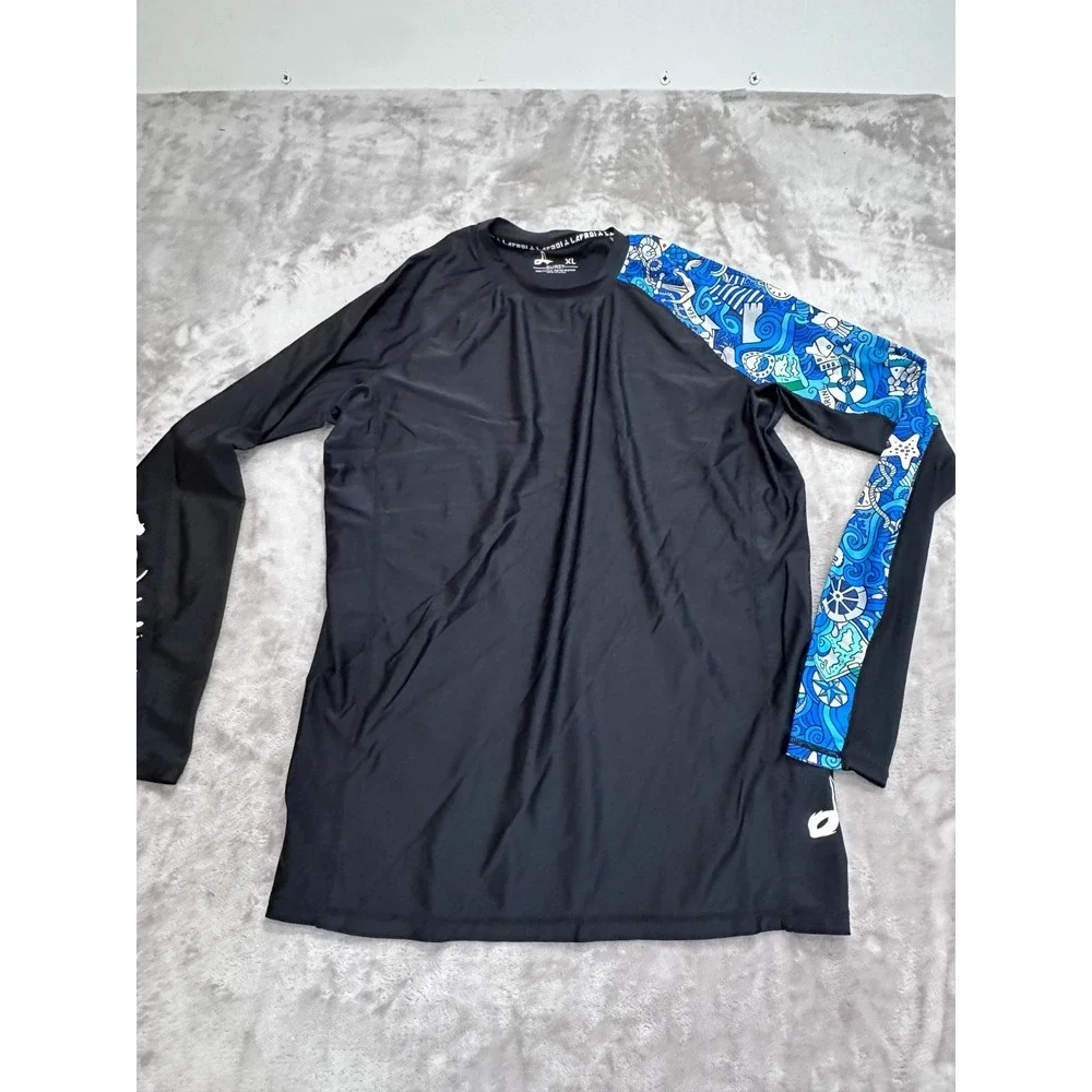 Lafroi Rashguard Jiu Jitsu Mens Size XL Black Sleeve Print Long Sleeve BJJ EUC